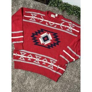 Vintage Cotton Traders Sweater Multicolor Knit Coogi Style 90s Mens Size XL